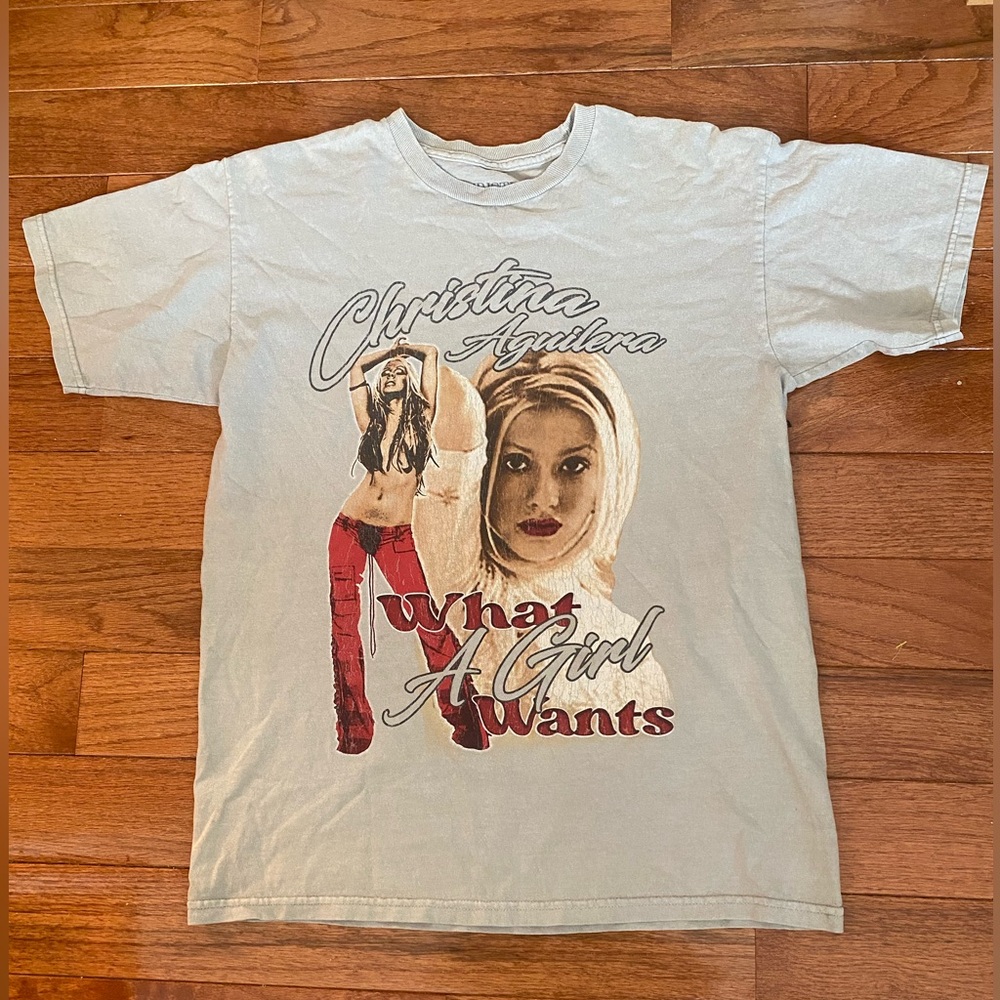 Christina Aguilera What A Girl Wants Graphic Tee Y2K Pop Star Baby Tee Size S